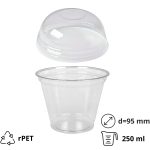 Posudica za desert rPET 230 (250) ml d=95 mm h=80 mm sa poklopcem, 100 kom (komplet)