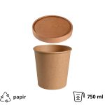 Posuda papirnata 750 ml d=115 mm h=113 mm, kraft, za poklopcem 50 kom (komplet)