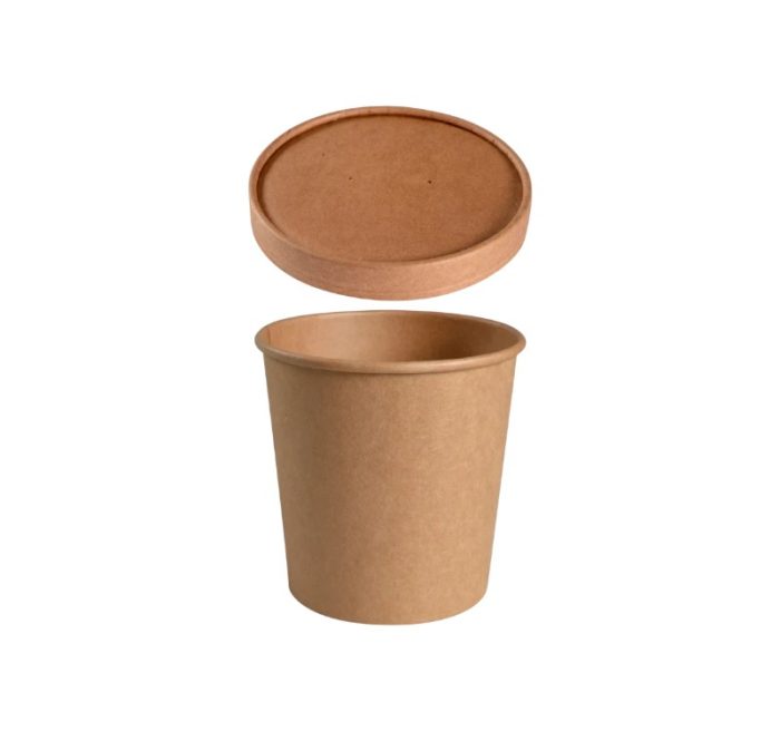 Posuda papirnata 750 ml d=115 mm h=113 mm, kraft, za poklopcem 50 kom (komplet)