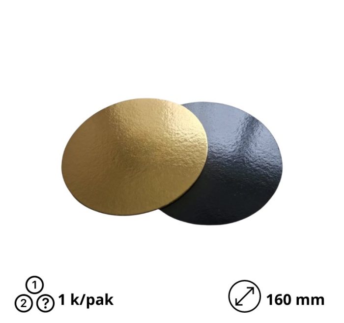 Podmetač krug za torte karton d=160 mm h=1,5 mm crna/zlato [10 kom/pak]