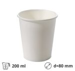 Čaša papirnata 200 (240) ml d=80 mm 1-slojna bijela SUP, 50 kom