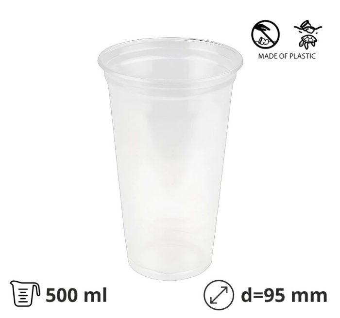 Čaša PET 500 ml d=95 mm prozirna tvrde 50 kom