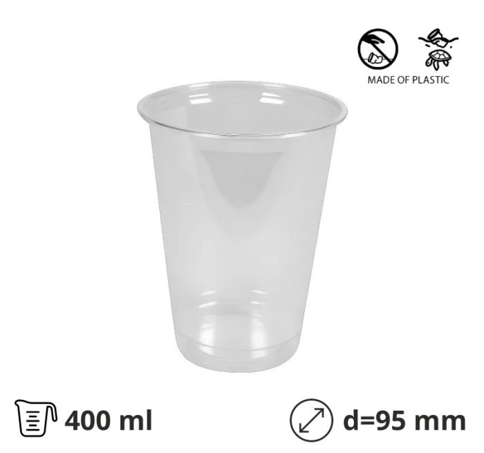 Čaša rPet 400 ml prozirna tvrde d=95 mm 50 kom