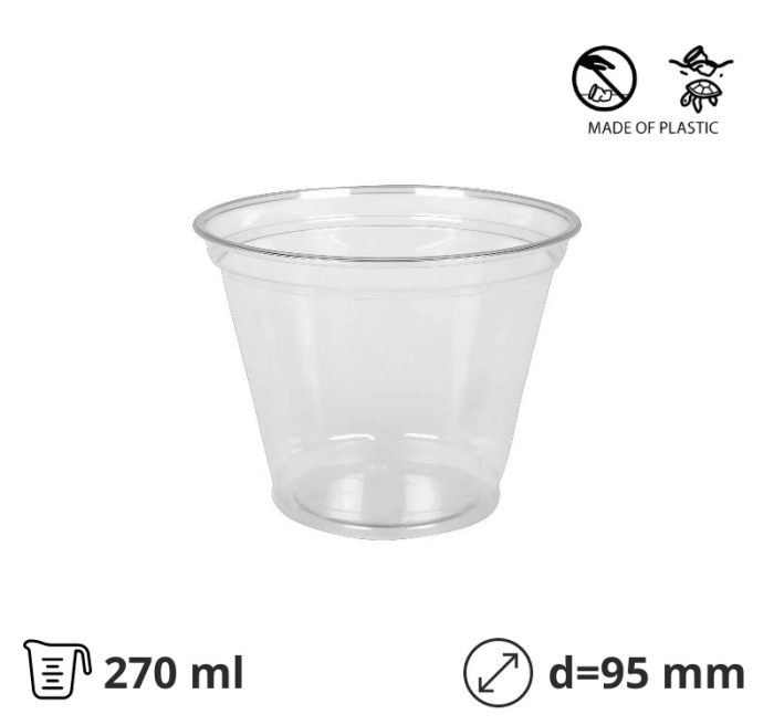 Čaša PET 270 (300) ml d=95 mm prozirna 50 kom