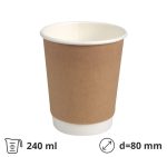Čaša papirnata 240 (280) ml d=80 mm 2-slojna kraft SUP 25 kom/pak