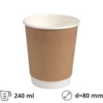 Čaša papirnata 240 (280) ml d=80 mm 2-slojna kraft SUP 25 kom/pak
