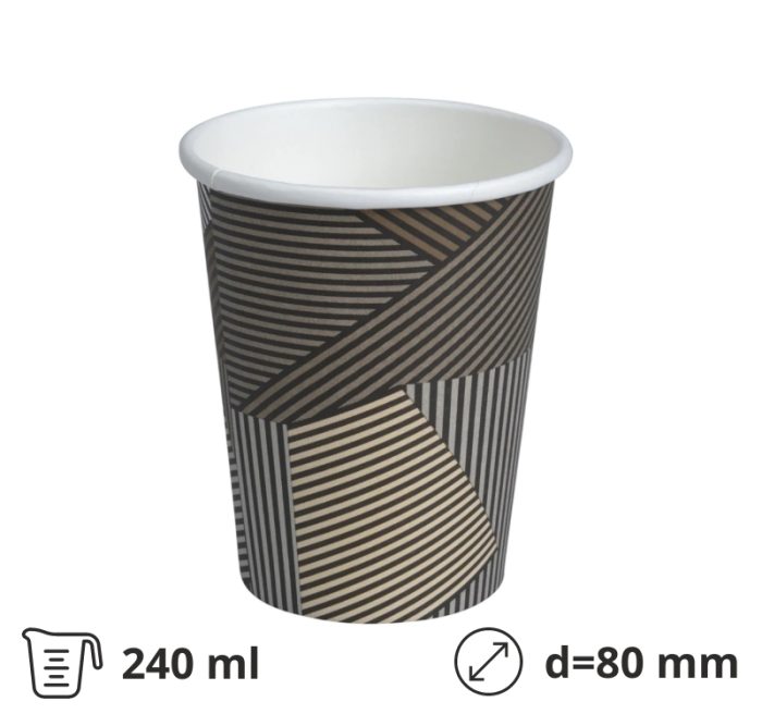 Čaša papirnata 240 (280) ml d=80 mm 1-slojna s dizajnom SUP, 50 kom