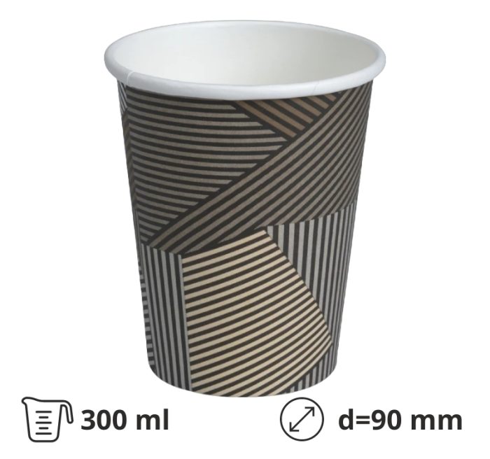 Čaša papirnata 300 (340) ml d=90 mm 1-slojna s dizajnom SUP, 50 kom