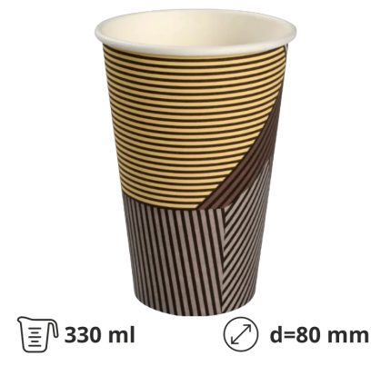 Čaša papirnata 330 ml d=80 mm 1-slojna s dizajnom SUP, 50 kom