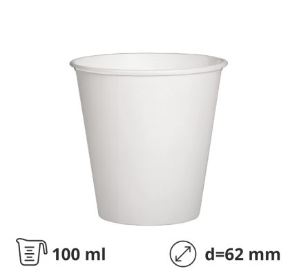 Čaša papirnata 100 (120) ml d=62 mm 1-slojna bijela SUP, 50 kom