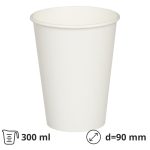 Čaša papirnata 300 (364) ml d=90 mm 1-slojna bijela SUP, 50 kom