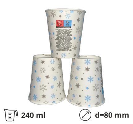 Čaša papirnata 240 (280) ml d=90 mm 1-slojna zvezde 50 kom