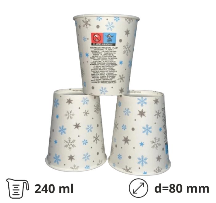Čaša papirnata 240 (280) ml d=90 mm 1-slojna zvezde 50 kom
