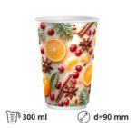 Čaša papirnata 300 (380) ml d=90 mm 2-slojna Winter Spice 50 kom