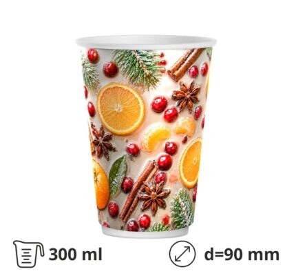 Čaša papirnata 300 (380) ml d=90 mm 2-slojna Winter Spice 50 kom