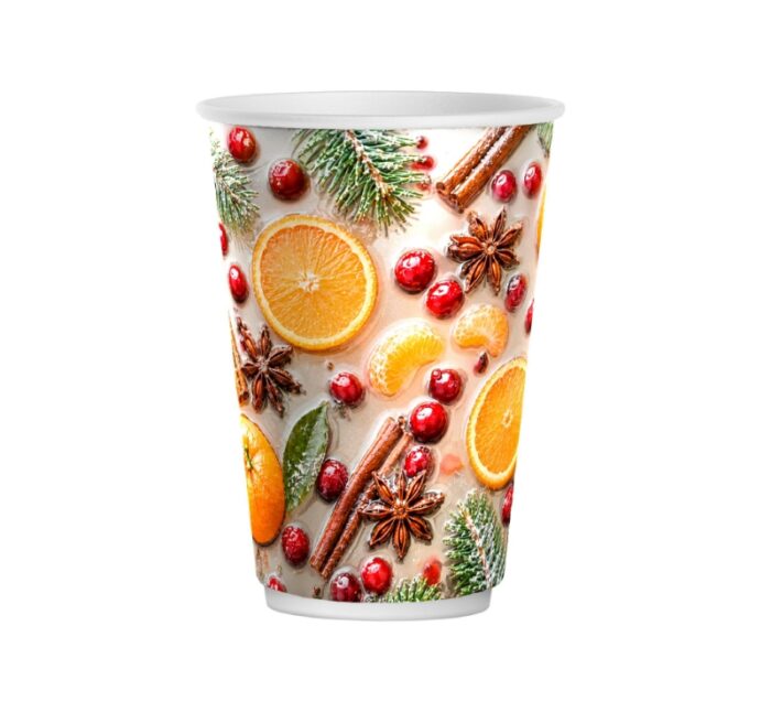 Čaša papirnata 300 (380) ml d=90 mm 2-slojna Winter Spice 50 kom